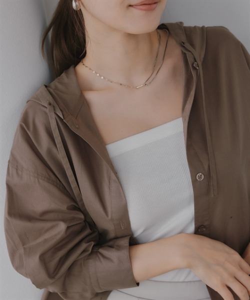 Petitjo(プッチージョ)の「小さいサイズ 【UVカット】コットンフード付きシャツ(袖ゴム仕様)低身長さん・小柄女性(シャツ/ブラウス・レディース・ブラック/ブラウン・PL/PM/PS/PSS)」の5枚目の写真