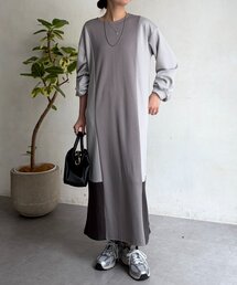 Chez toi | ダンボールニット配色切替ワンピース(ワンピース)