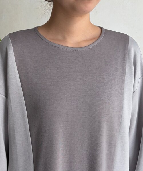 Chez toi（シェトワ）の「ダンボールニット配色切替ワンピース（ワンピース・レディース・グレー/カーキ・FREE）」の10枚目の写真