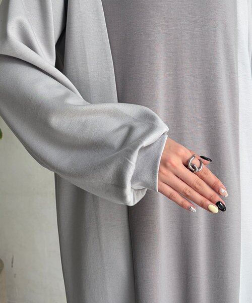 Chez toi（シェトワ）の「ダンボールニット配色切替ワンピース（ワンピース・レディース・グレー/カーキ・FREE）」の12枚目の写真