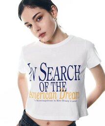 DISCHORDSOUND（ディスコードサウンド）の「アメリカンドリームクロップTシャツ[ホワイト/ブルー]（Tシャツ/カットソー）」