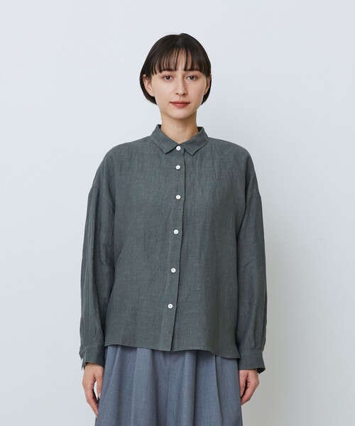 LOISIR(ロワズィール)の「グランジリネンボクシーシャツ(シャツ/ブラウス・レディース・カーキ/ネイビー/ピンク/ライトグレー/オフホワイト・FREE)」の11枚目の写真