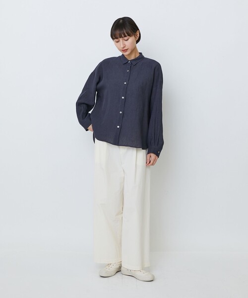 LOISIR(ロワズィール)の「グランジリネンボクシーシャツ(シャツ/ブラウス・レディース・カーキ/ネイビー/ピンク/ライトグレー/オフホワイト・FREE)」の14枚目の写真