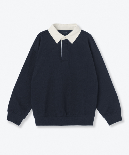 MUSINSA STANDARD KIDS（ムシンサスタンダードキッズ）の「オーバーサイズラグビースウェットシャツ[ネイビー]（スウェット・レディース・その他・150/160/110/130/140/120/100）」の2枚目の写真