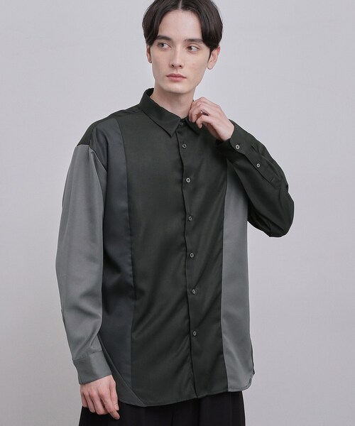 tk.TAKEO KIKUCHI（ティーケータケオキクチ）の「ダイアゴナル切り替えシャツ（シャツ/ブラウス・メンズ・ネイビー系4/ブラック系4/ベージュ系4・02/04/03）」の4枚目の写真