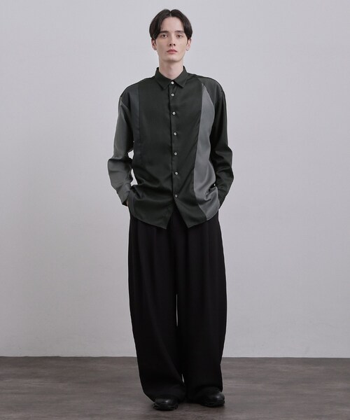 tk.TAKEO KIKUCHI（ティーケータケオキクチ）の「ダイアゴナル切り替えシャツ（シャツ/ブラウス・メンズ・ネイビー系4/ブラック系4/ベージュ系4・02/04/03）」の5枚目の写真