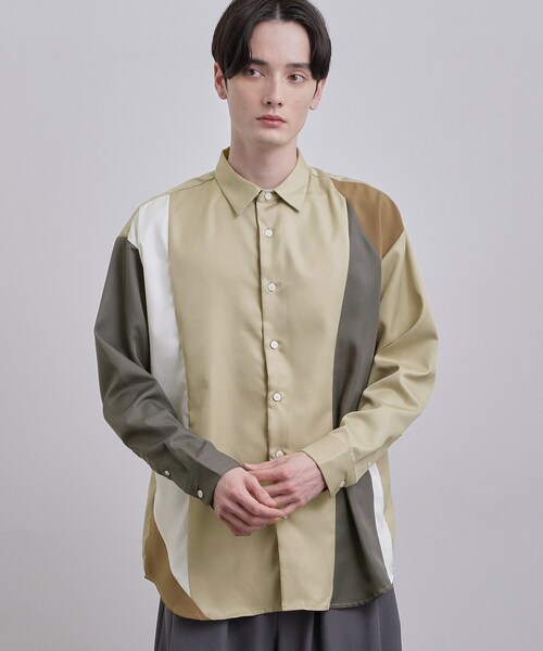 tk.TAKEO KIKUCHI（ティーケータケオキクチ）の「ダイアゴナル切り替えシャツ（シャツ/ブラウス・メンズ・ネイビー系4/ブラック系4/ベージュ系4・02/04/03）」の8枚目の写真