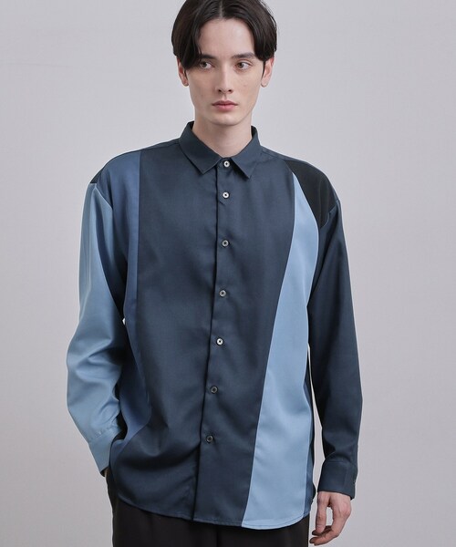 tk.TAKEO KIKUCHI（ティーケータケオキクチ）の「ダイアゴナル切り替えシャツ（シャツ/ブラウス・メンズ・ネイビー系4/ブラック系4/ベージュ系4・02/04/03）」の12枚目の写真