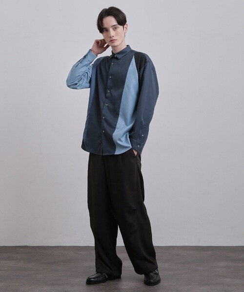 tk.TAKEO KIKUCHI（ティーケータケオキクチ）の「ダイアゴナル切り替えシャツ（シャツ/ブラウス・メンズ・ネイビー系4/ブラック系4/ベージュ系4・02/04/03）」の14枚目の写真