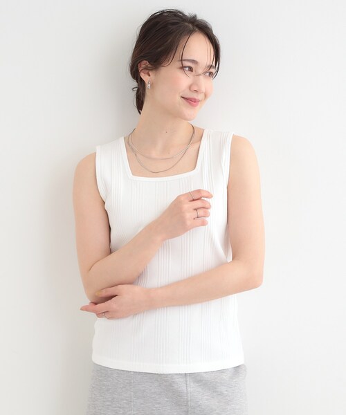 SHOO・LA・RUE（シューラルー）の「【前後2WAY/S-LL】毎日のお供に ランダムテレコタンクトップ（タンクトップ・レディース・チャコールグレー/ブラック系2/ホワイト/ブラック・03/02/01/04）」の5枚目の写真