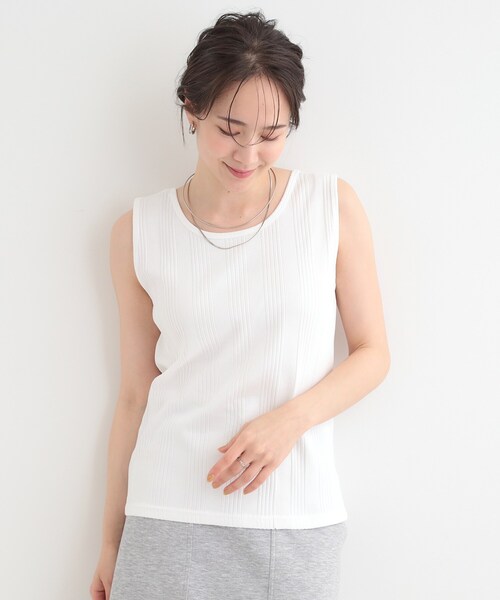 SHOO・LA・RUE（シューラルー）の「【前後2WAY/S-LL】毎日のお供に ランダムテレコタンクトップ（タンクトップ・レディース・チャコールグレー/ブラック系2/ホワイト/ブラック・03/02/01/04）」の8枚目の写真