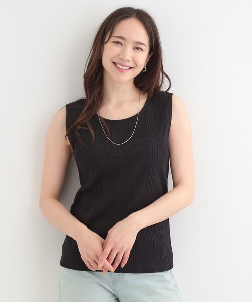 SHOO・LA・RUE（シューラルー）の「【前後2WAY/S-LL】毎日のお供に ランダムテレコタンクトップ（タンクトップ・レディース・チャコールグレー/ブラック系2/ホワイト/ブラック・03/02/01/04）」の19枚目の写真