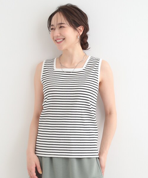 SHOO・LA・RUE(シューラルー)の「【前後2WAY/洗濯機可/S-LL】毎日のお供に ランダムテレコタンクトップ(タンクトップ・レディース・チャコールグレー/ブラック系2/ホワイト/ブラック・03/02/01/04)」の7枚目の写真