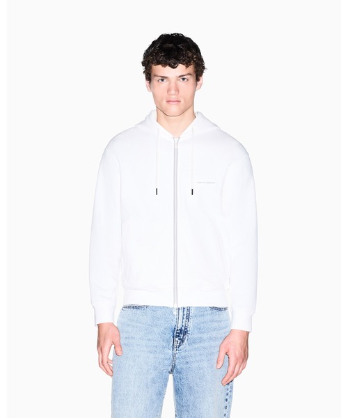 ARMANI EXCHANGE(アルマーニエクスチェンジ)の「【A|X アルマーニ エクスチェンジ】WE AXロゴ フーデッドジップアップスウェットシャツ(スウェット・メンズ・ホワイト・X-SMALL/XX-LARGE/X-LARGE/LARGE/MEDIUM/SMALL)」の1枚目の写真