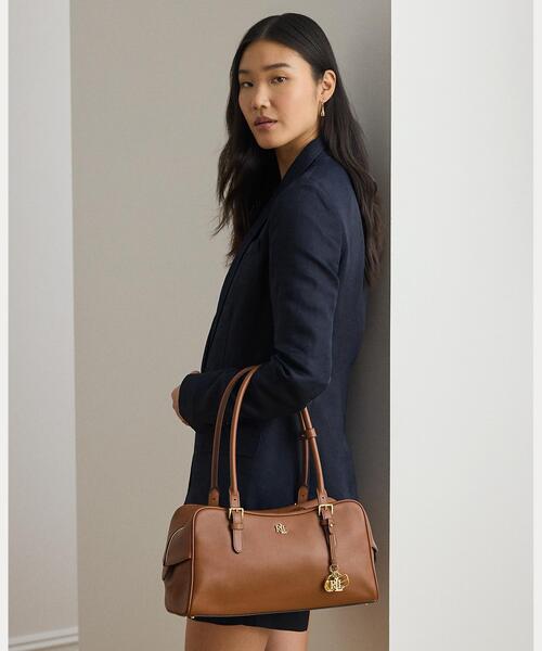 LAUREN RALPH LAUREN(ローレン ラルフ ローレン)の「レザー ラージ Marcy ジップ サッチェル(ハンドバッグ・レディース・ブラウン・ONE)」の4枚目の写真