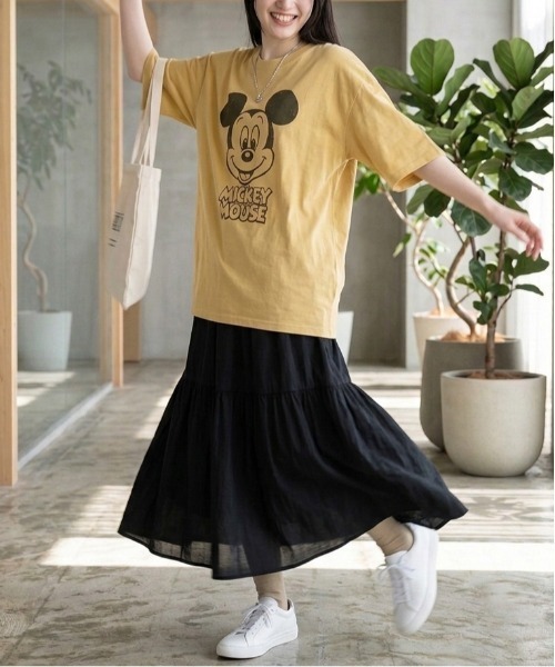 Disney(ディズニー)の「【DISNEY/ディズニー】ミッキーマウスUSD加工プリント半袖Tシャツ/ バックロゴTシャツ/ユニセックス(Tシャツ/カットソー・メンズ・スミクロ/アイボリー/イエロー/ネイビー・L/M/LL)」の22枚目の写真