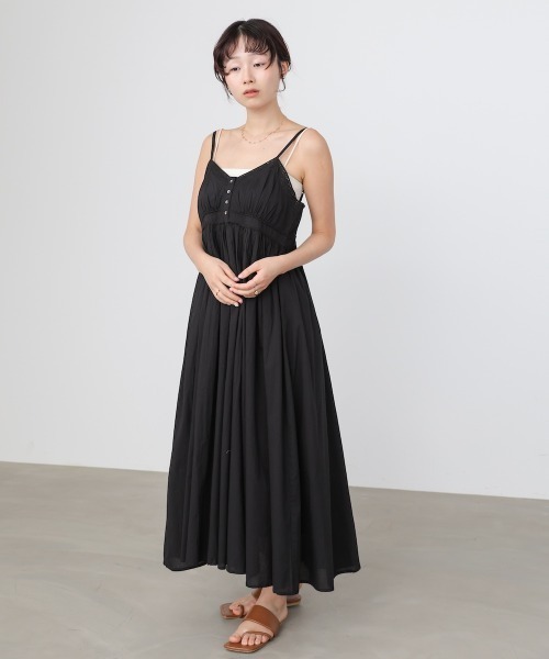 Bab(バブ)の「★インド綿シリーズ★【選べるサイズ展開】レース切り替えフレアキャミワンピース(ワンピース・レディース・オフホワイト/ブラック/パープル・M/S)」の5枚目の写真