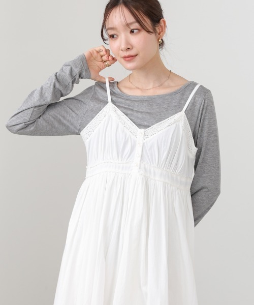 Bab(バブ)の「★インド綿シリーズ★【選べるサイズ展開】レース切り替えフレアキャミワンピース(ワンピース・レディース・オフホワイト/ブラック/パープル・M/S)」の20枚目の写真