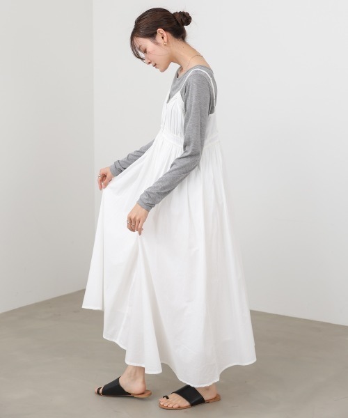 Bab(バブ)の「★インド綿シリーズ★【選べるサイズ展開】レース切り替えフレアキャミワンピース(ワンピース・レディース・オフホワイト/ブラック/パープル・M/S)」の22枚目の写真