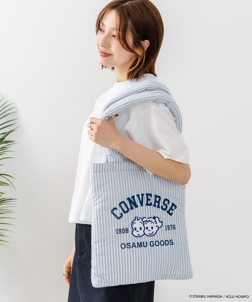 CONVERSE（コンバース）の「【CONVERSE/コンバース】CONVERSE×OSAMUGOODS ストライプ パフィングトートバッグ（トートバッグ・レディース・ピンク/サックスブルー/イエロー/グリーン・FREE）」の22枚目の写真