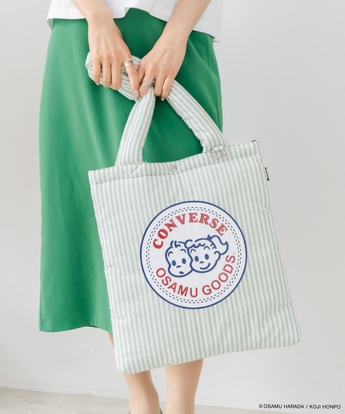 CONVERSE（コンバース）の「【CONVERSE/コンバース】CONVERSE×OSAMUGOODS ストライプ パフィングトートバッグ（トートバッグ・レディース・ピンク/サックスブルー/イエロー/グリーン・FREE）」の18枚目の写真
