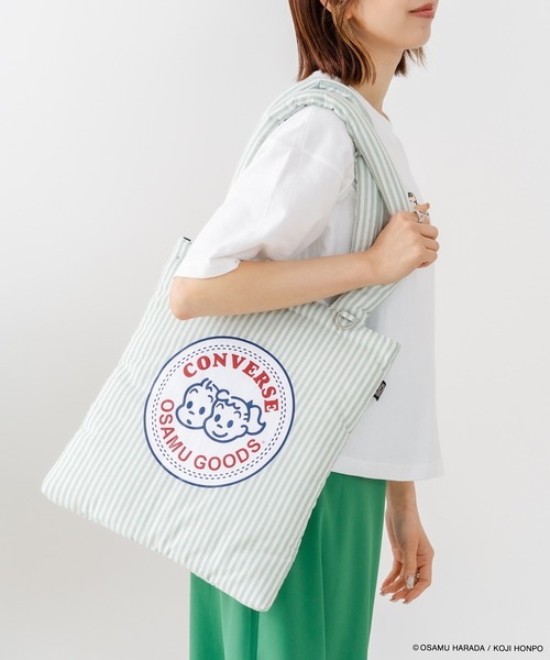 CONVERSE（コンバース）の「【CONVERSE/コンバース】CONVERSE×OSAMUGOODS ストライプ パフィングトートバッグ（トートバッグ・レディース・ピンク/サックスブルー/イエロー/グリーン・FREE）」の20枚目の写真