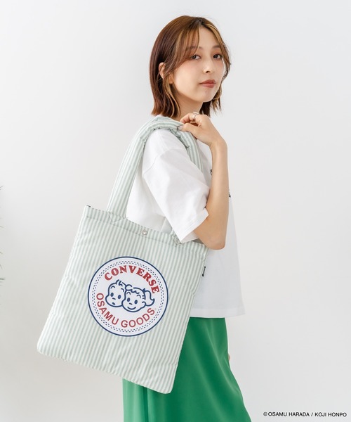 CONVERSE（コンバース）の「【CONVERSE/コンバース】CONVERSE×OSAMUGOODS ストライプ パフィングトートバッグ（トートバッグ・レディース・ピンク/サックスブルー/イエロー/グリーン・FREE）」の19枚目の写真