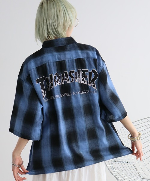 THRASHER(スラッシャー)の「【THRASHER/スラッシャー】オンブレチェック 半袖シャツ(シャツ/ブラウス・メンズ・ブルー/ブラック/ホワイト・XL/L/M)」の21枚目の写真