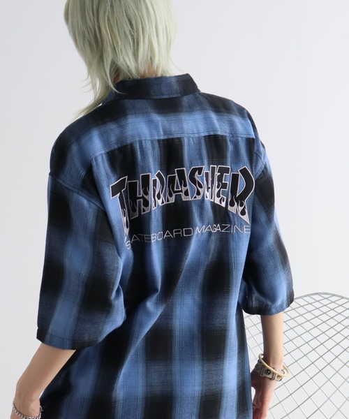 THRASHER(スラッシャー)の「【THRASHER/スラッシャー】オンブレチェック 半袖シャツ(シャツ/ブラウス・メンズ・ブルー/ブラック/ホワイト・XL/L/M)」の22枚目の写真