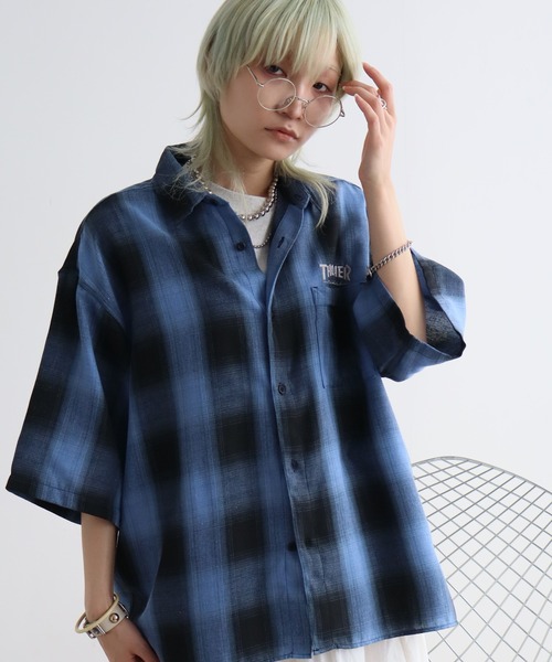 THRASHER(スラッシャー)の「【THRASHER/スラッシャー】オンブレチェック 半袖シャツ(シャツ/ブラウス・メンズ・ブルー/ブラック/ホワイト・XL/L/M)」の19枚目の写真