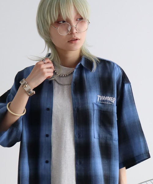 THRASHER(スラッシャー)の「【THRASHER/スラッシャー】オンブレチェック 半袖シャツ(シャツ/ブラウス・メンズ・ブルー/ブラック/ホワイト・XL/L/M)」の17枚目の写真