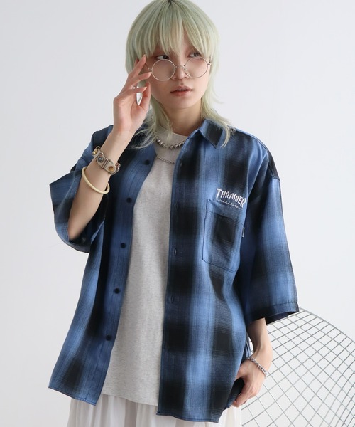 THRASHER(スラッシャー)の「【THRASHER/スラッシャー】オンブレチェック 半袖シャツ(シャツ/ブラウス・メンズ・ブルー/ブラック/ホワイト・XL/L/M)」の20枚目の写真