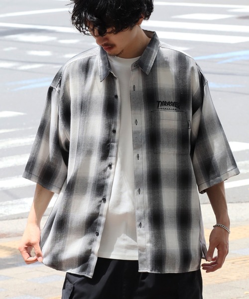 THRASHER(スラッシャー)の「【THRASHER/スラッシャー】オンブレチェック 半袖シャツ(シャツ/ブラウス・メンズ・ブルー/ブラック/ホワイト・XL/L/M)」の9枚目の写真