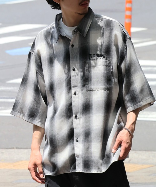 THRASHER(スラッシャー)の「【THRASHER/スラッシャー】オンブレチェック 半袖シャツ(シャツ/ブラウス・メンズ・ブルー/ブラック/ホワイト・XL/L/M)」の11枚目の写真