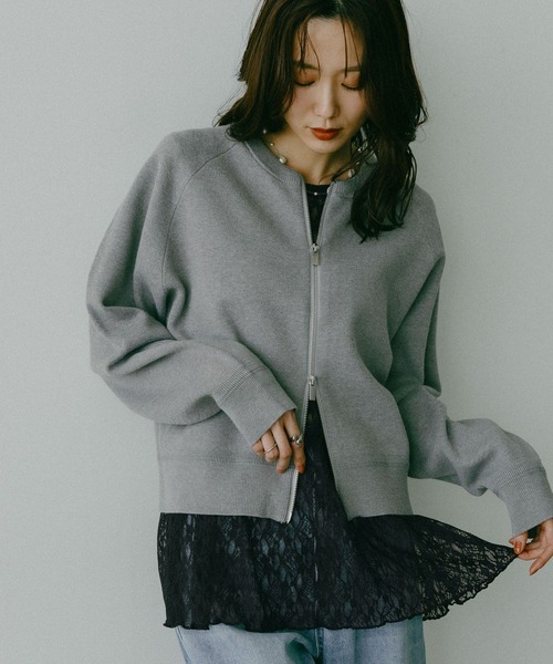 GLOBAL WORK（グローバルワーク）の「ストレッチ総レースペプラム/656054（その他トップス・レディース・アイボリー/ブラック・MEDIUM/LARGE）」の2枚目の写真