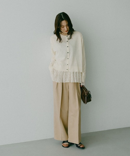 GLOBAL WORK（グローバルワーク）の「ストレッチ総レースペプラム/656054（その他トップス・レディース・アイボリー/ブラック・MEDIUM/LARGE）」の3枚目の写真