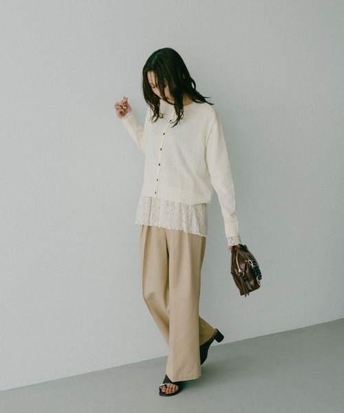 GLOBAL WORK（グローバルワーク）の「ストレッチ総レースペプラム/656054（その他トップス・レディース・アイボリー/ブラック・MEDIUM/LARGE）」の4枚目の写真