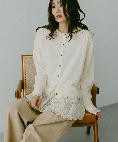 GLOBAL WORK（グローバルワーク）の「ストレッチ総レースペプラム/656054（その他トップス・レディース・アイボリー/ブラック・MEDIUM/LARGE）」の5枚目の写真