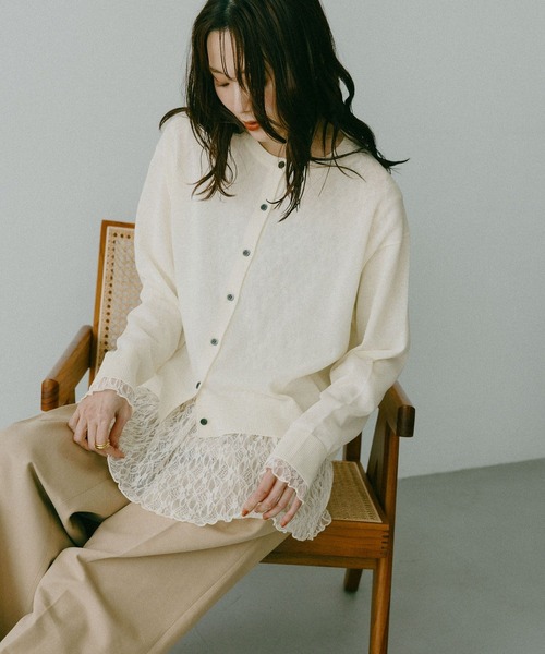 GLOBAL WORK（グローバルワーク）の「ストレッチ総レースペプラム/656054（その他トップス・レディース・アイボリー/ブラック・MEDIUM/LARGE）」の6枚目の写真