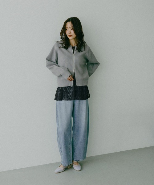 GLOBAL WORK（グローバルワーク）の「ストレッチ総レースペプラム/656054（その他トップス・レディース・アイボリー/ブラック・MEDIUM/LARGE）」の9枚目の写真