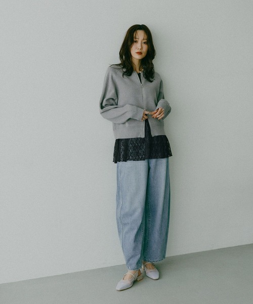 GLOBAL WORK（グローバルワーク）の「ストレッチ総レースペプラム/656054（その他トップス・レディース・アイボリー/ブラック・MEDIUM/LARGE）」の10枚目の写真