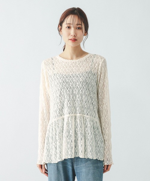 GLOBAL WORK（グローバルワーク）の「ストレッチ総レースペプラム/656054（その他トップス・レディース・アイボリー/ブラック・MEDIUM/LARGE）」の19枚目の写真