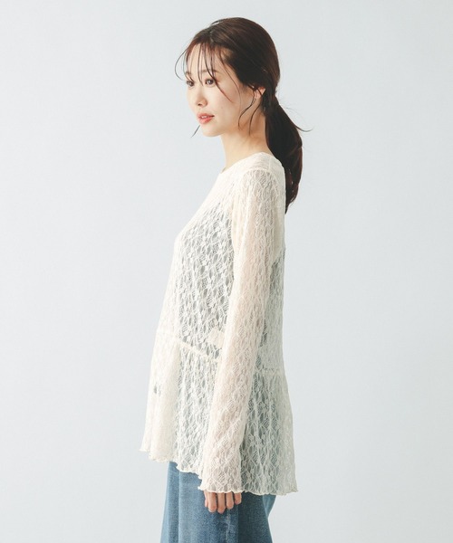 GLOBAL WORK（グローバルワーク）の「ストレッチ総レースペプラム/656054（その他トップス・レディース・アイボリー/ブラック・MEDIUM/LARGE）」の20枚目の写真