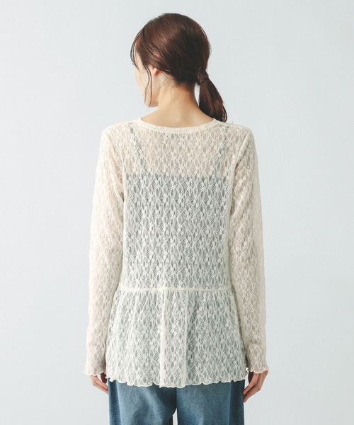 GLOBAL WORK（グローバルワーク）の「ストレッチ総レースペプラム/656054（その他トップス・レディース・アイボリー/ブラック・MEDIUM/LARGE）」の21枚目の写真