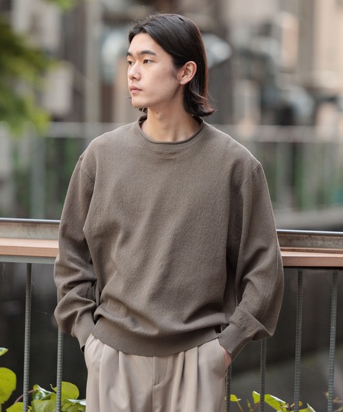 BAYFLOW(ベイフロー)の「リネンニットプルオーバー(ニット/セーター・メンズ・ピンク/グレー/カーキ・MEDIUM/LARGE)」の19枚目の写真
