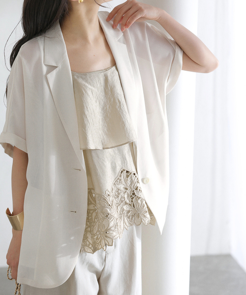 La TOTALITE（ラトータリテ）の「【洗える】カットワークキャミトップス（シャツ/ブラウス・レディース・ブラック/ベージュ・FREE）」の5枚目の写真