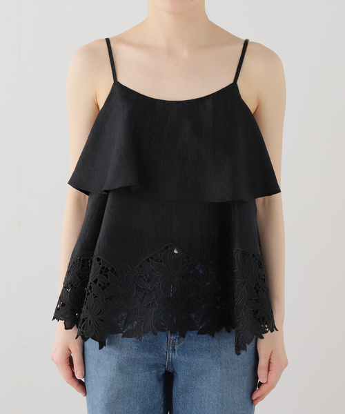 La TOTALITE（ラトータリテ）の「【洗える】カットワークキャミトップス（シャツ/ブラウス・レディース・ブラック/ベージュ・FREE）」の6枚目の写真