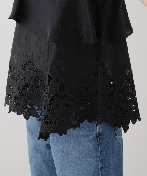 La TOTALITE（ラトータリテ）の「【洗える】カットワークキャミトップス（シャツ/ブラウス・レディース・ブラック/ベージュ・FREE）」の10枚目の写真