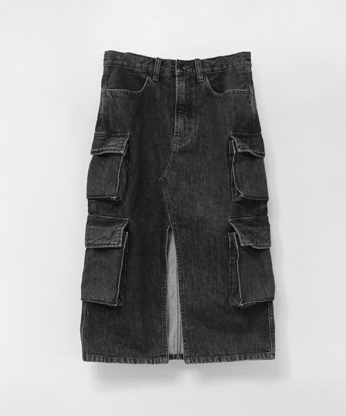 RNA（アールエヌエー）の「G1108 Wカーゴルーズタイトスカート（デニムスカート・レディース・ブラック/インディゴブルー・MEDIUM）」の2枚目の写真