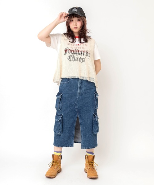 RNA（アールエヌエー）の「G1108 Wカーゴルーズタイトスカート（デニムスカート・レディース・ブラック/インディゴブルー・MEDIUM）」の19枚目の写真